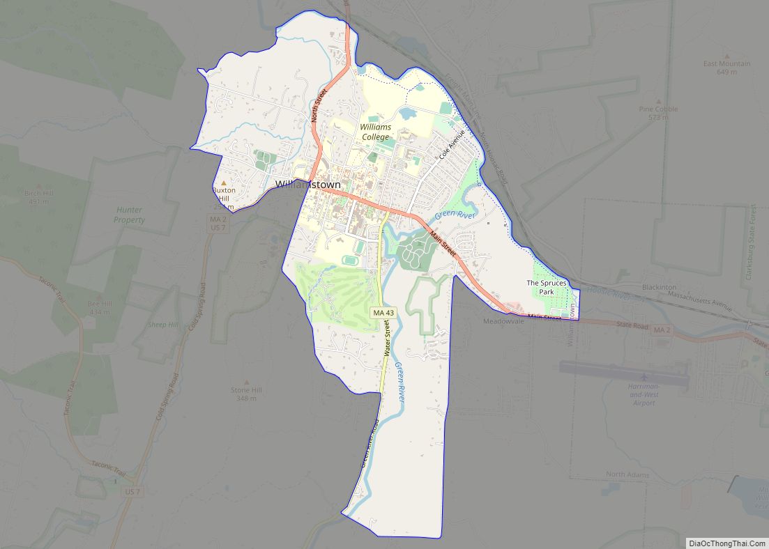 Map of Williamstown CDP, Massachusetts