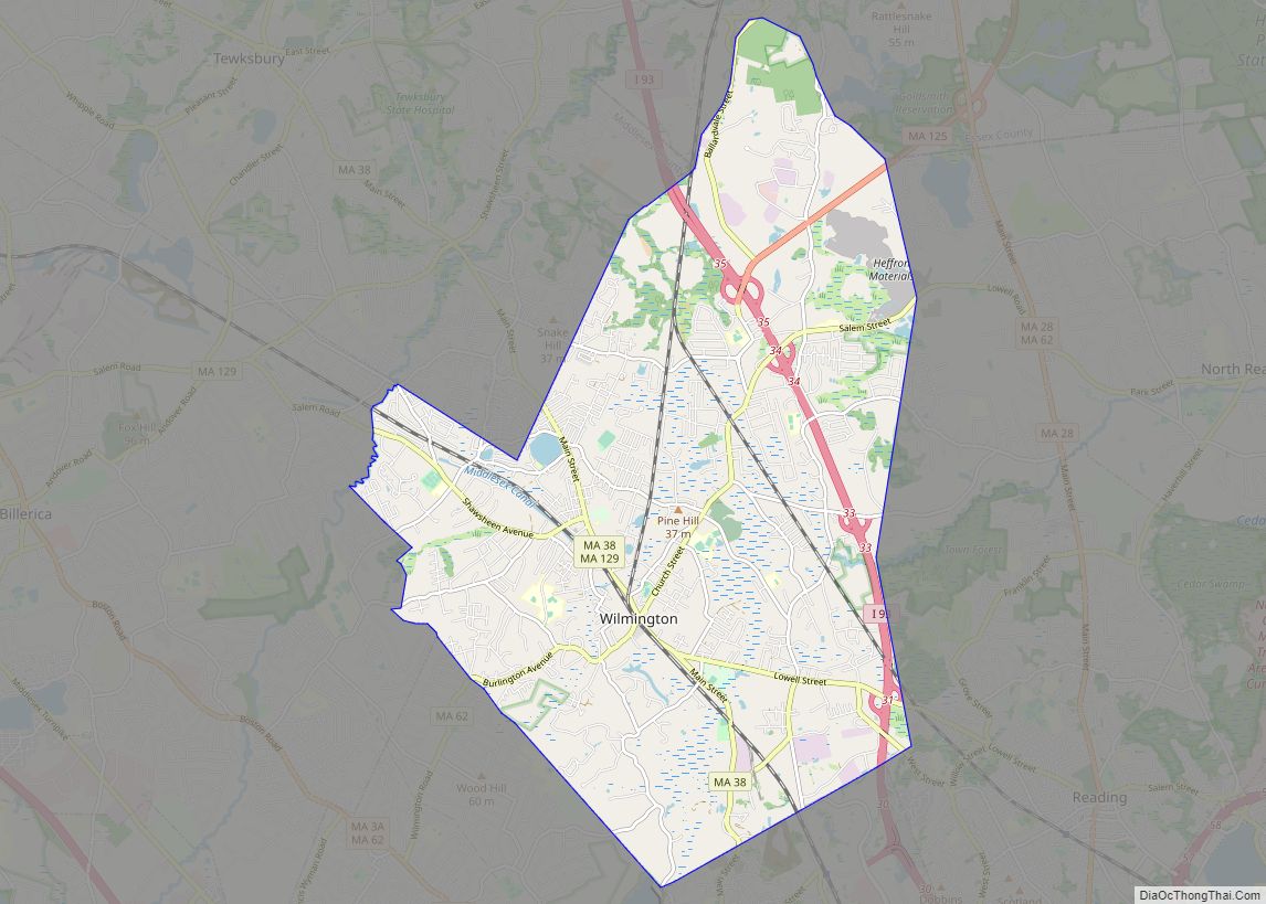 Map of Wilmington CDP, Massachusetts