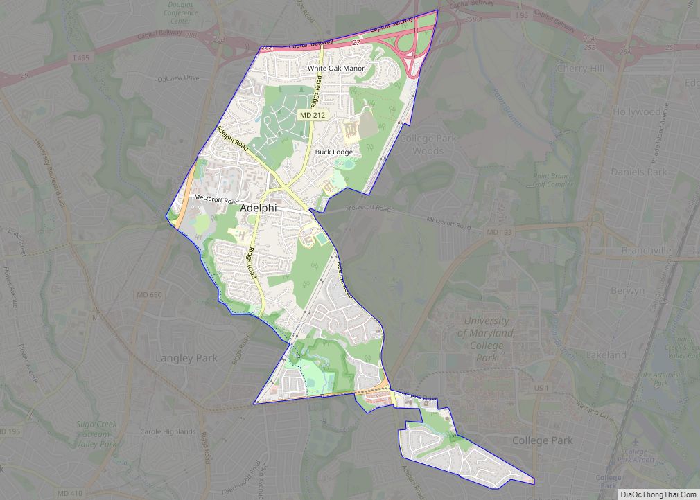 Map of Adelphi CDP