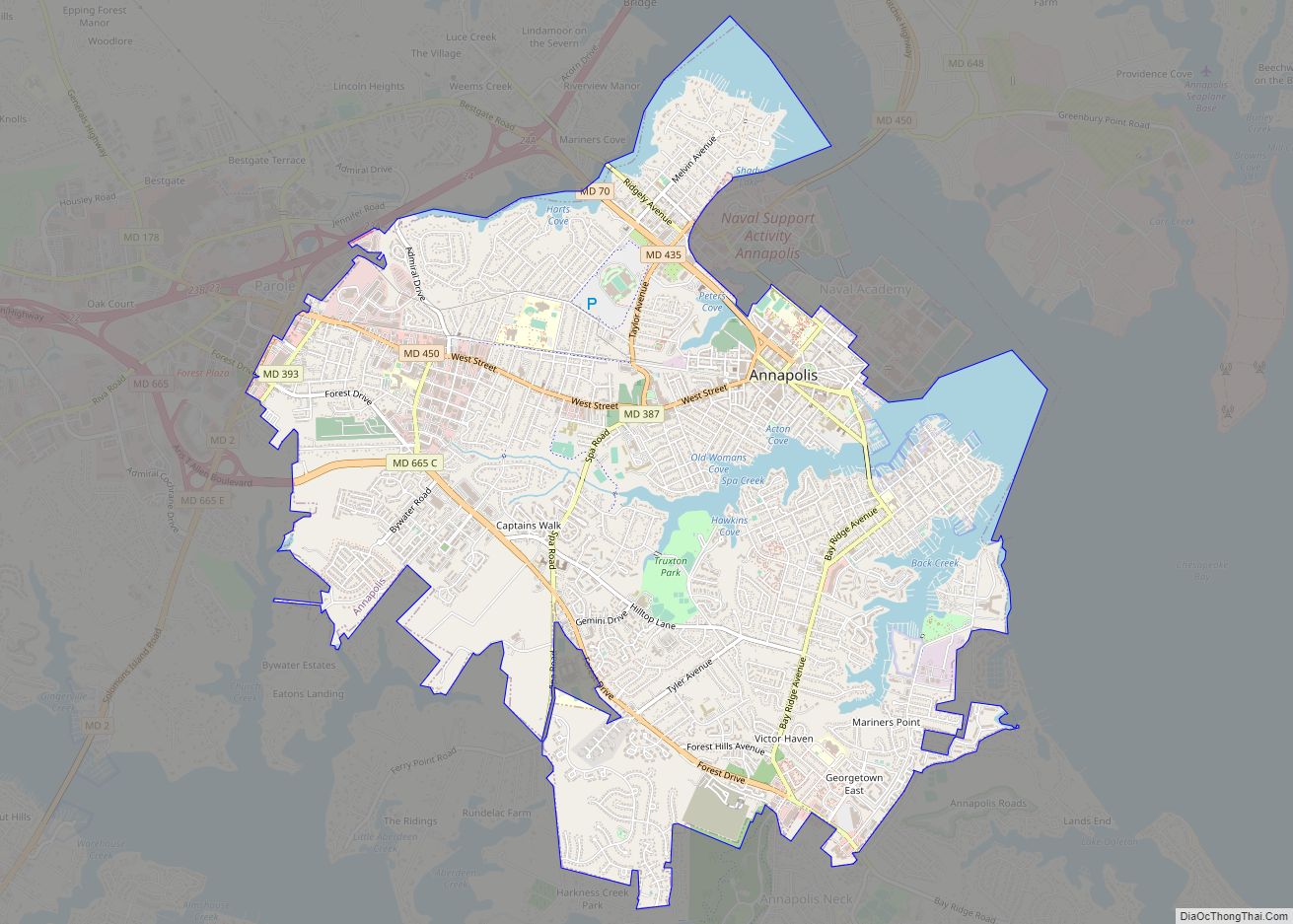 Map of Annapolis city, Maryland