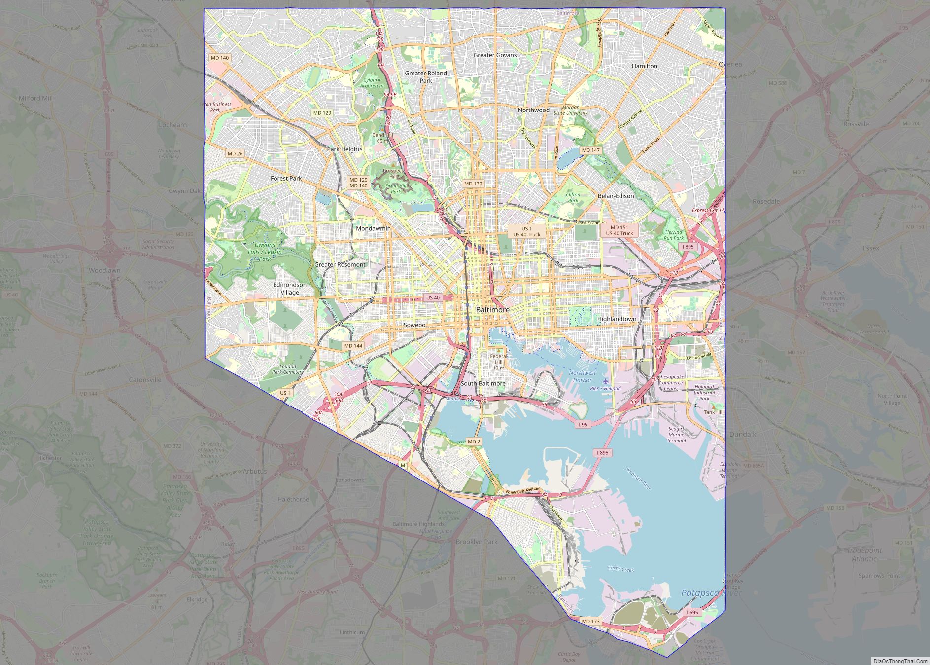 Map of Baltimore city