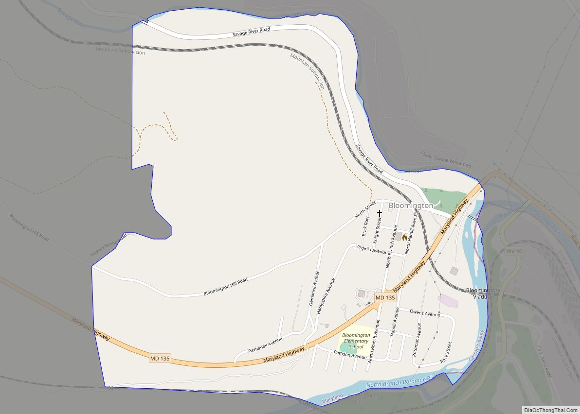 Map of Bloomington CDP, Maryland
