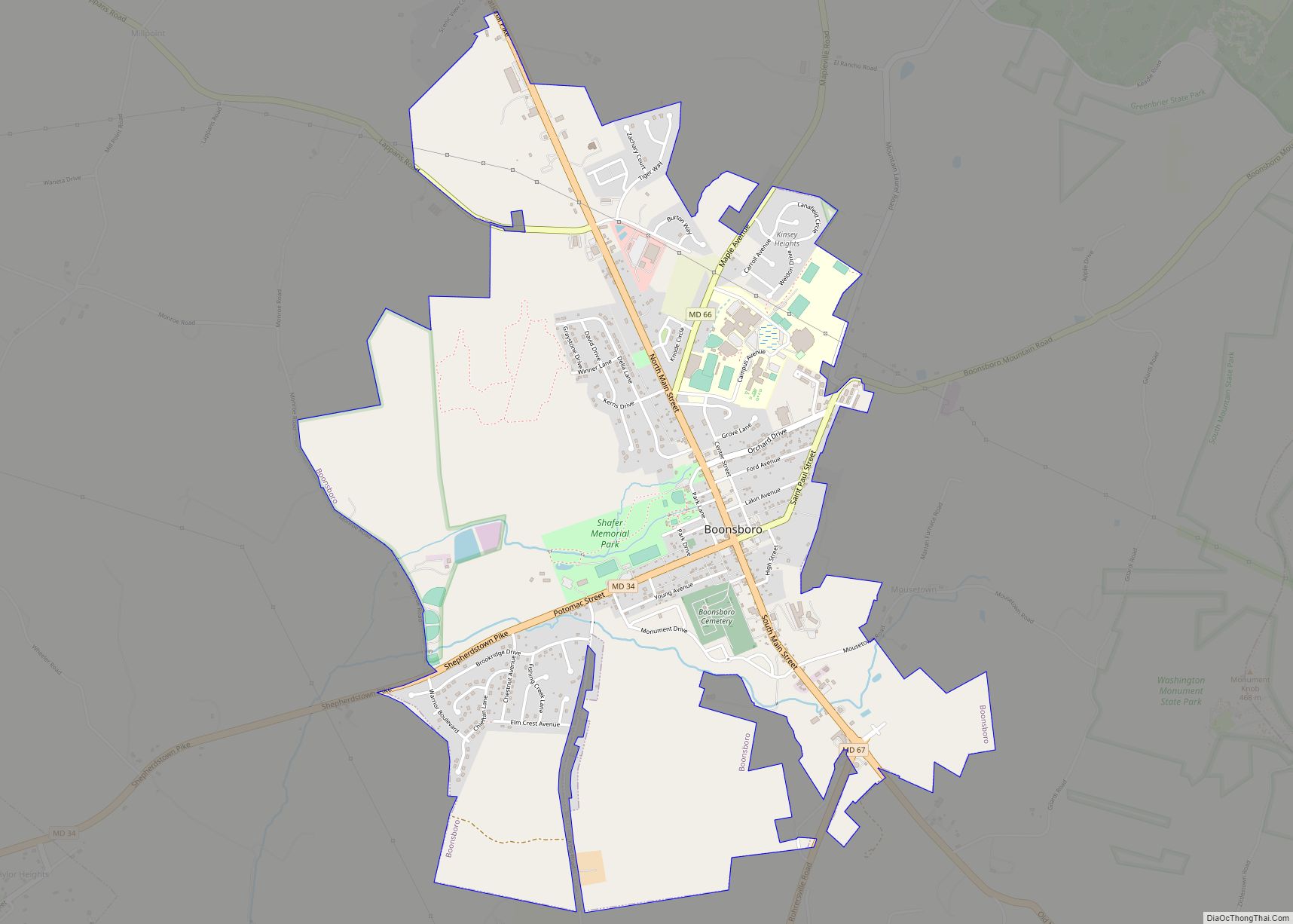 Map of Boonsboro town