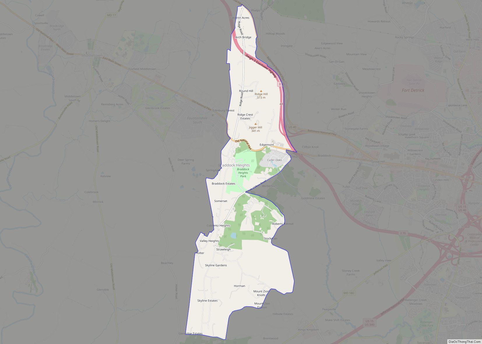 Map of Braddock Heights CDP