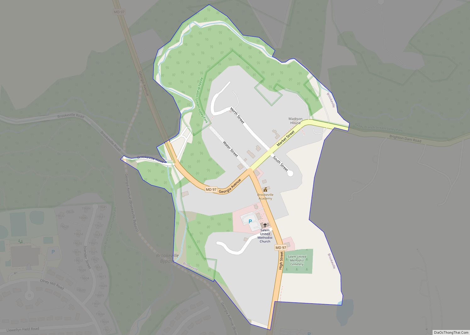 Map of Brookeville town