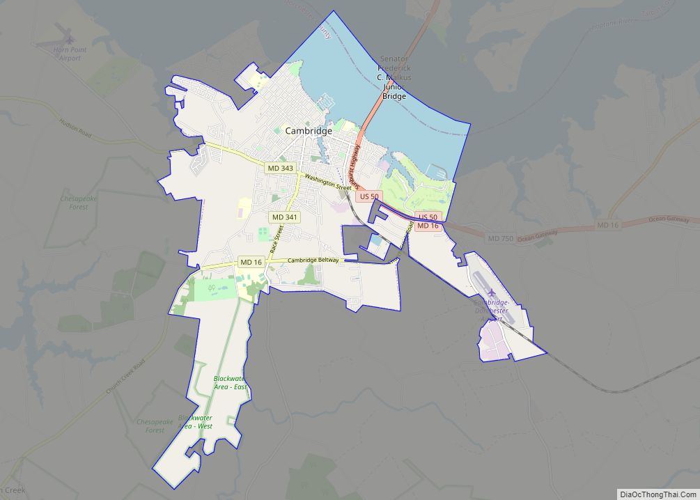Map of Cambridge city, Maryland