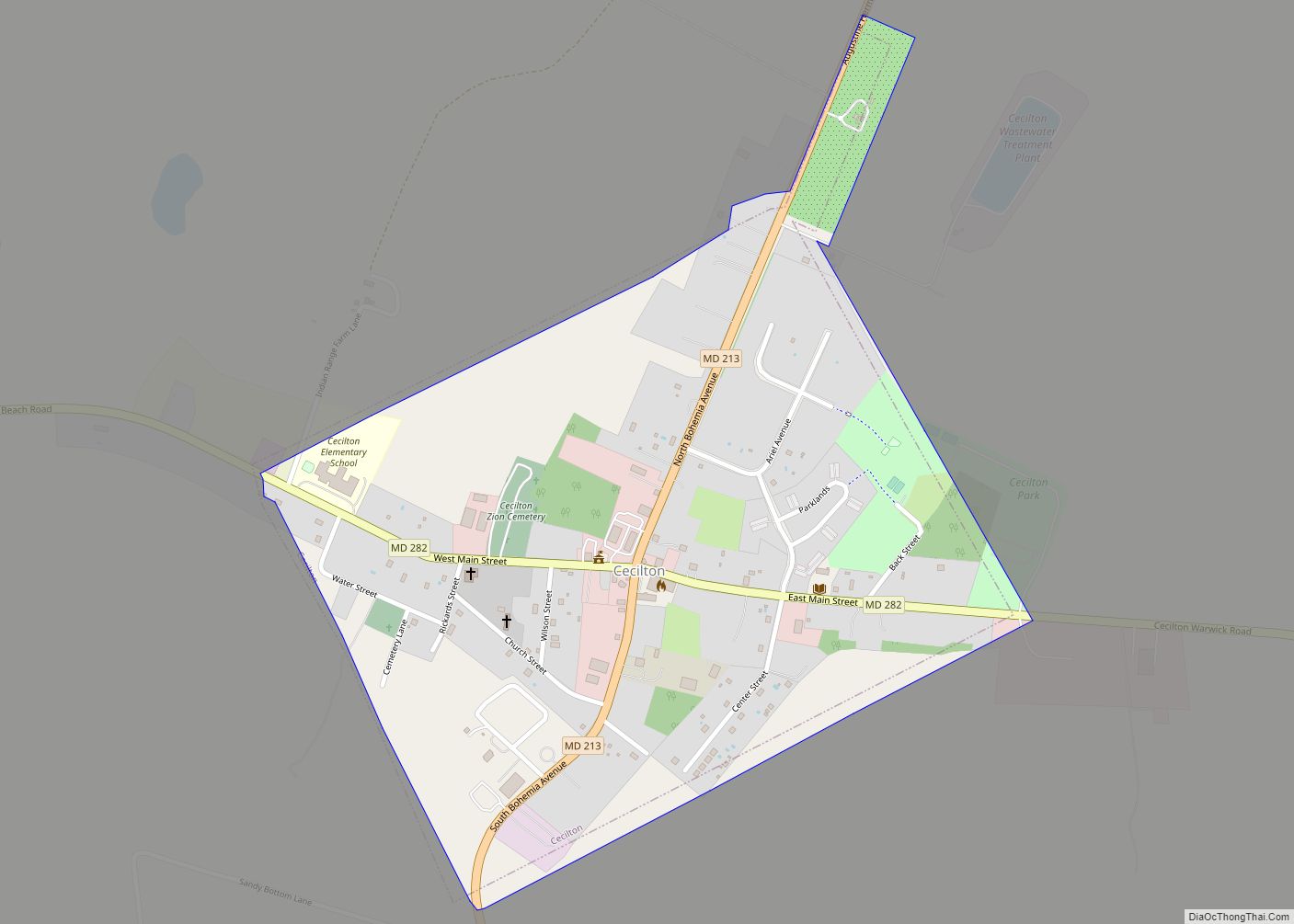 Map of Cecilton town