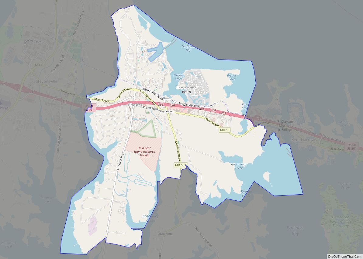 Map of Chester CDP, Maryland