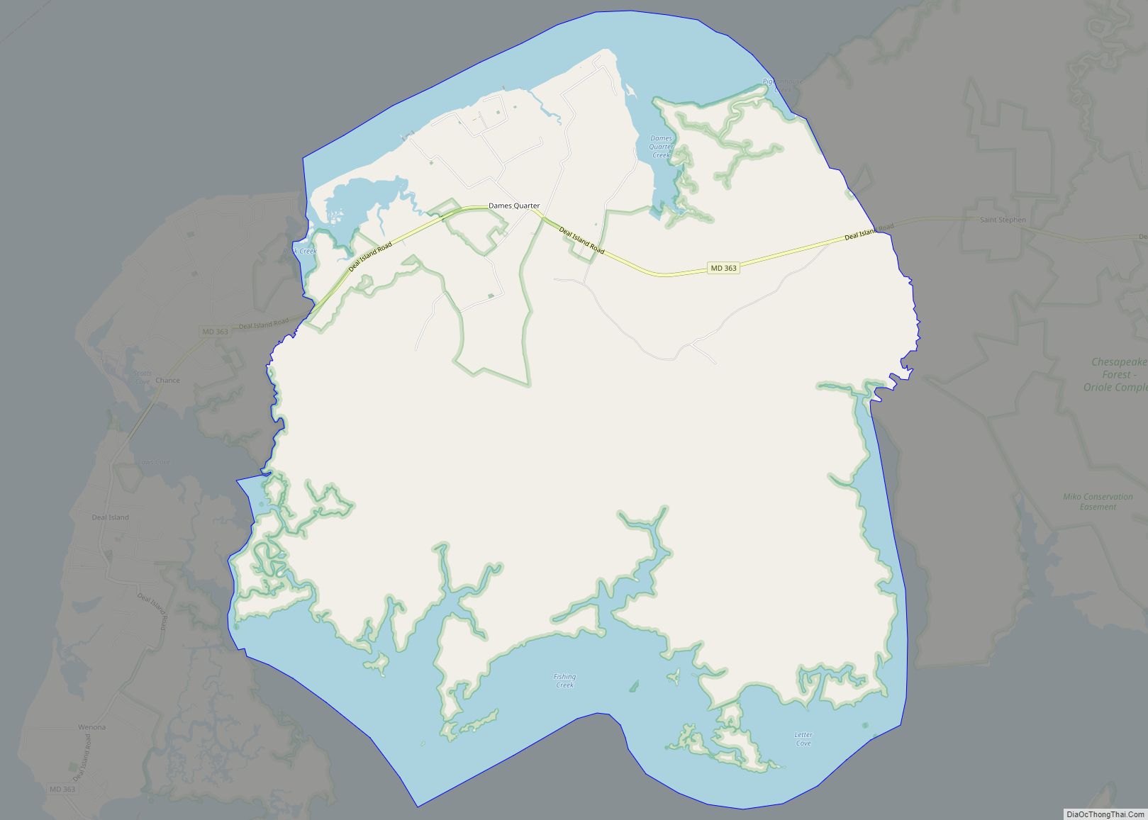 Map of Dames Quarter CDP