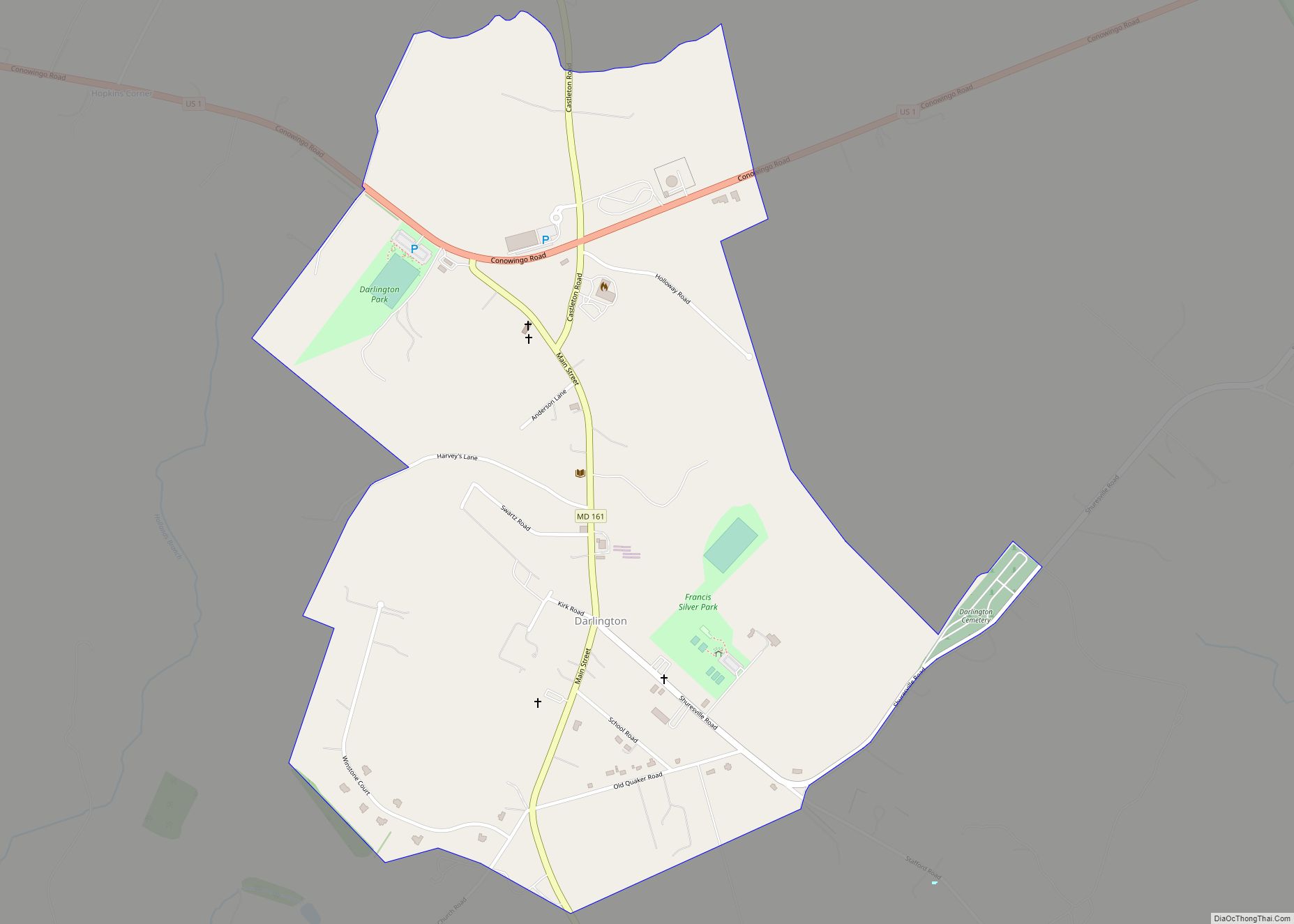 Map of Darlington CDP, Maryland