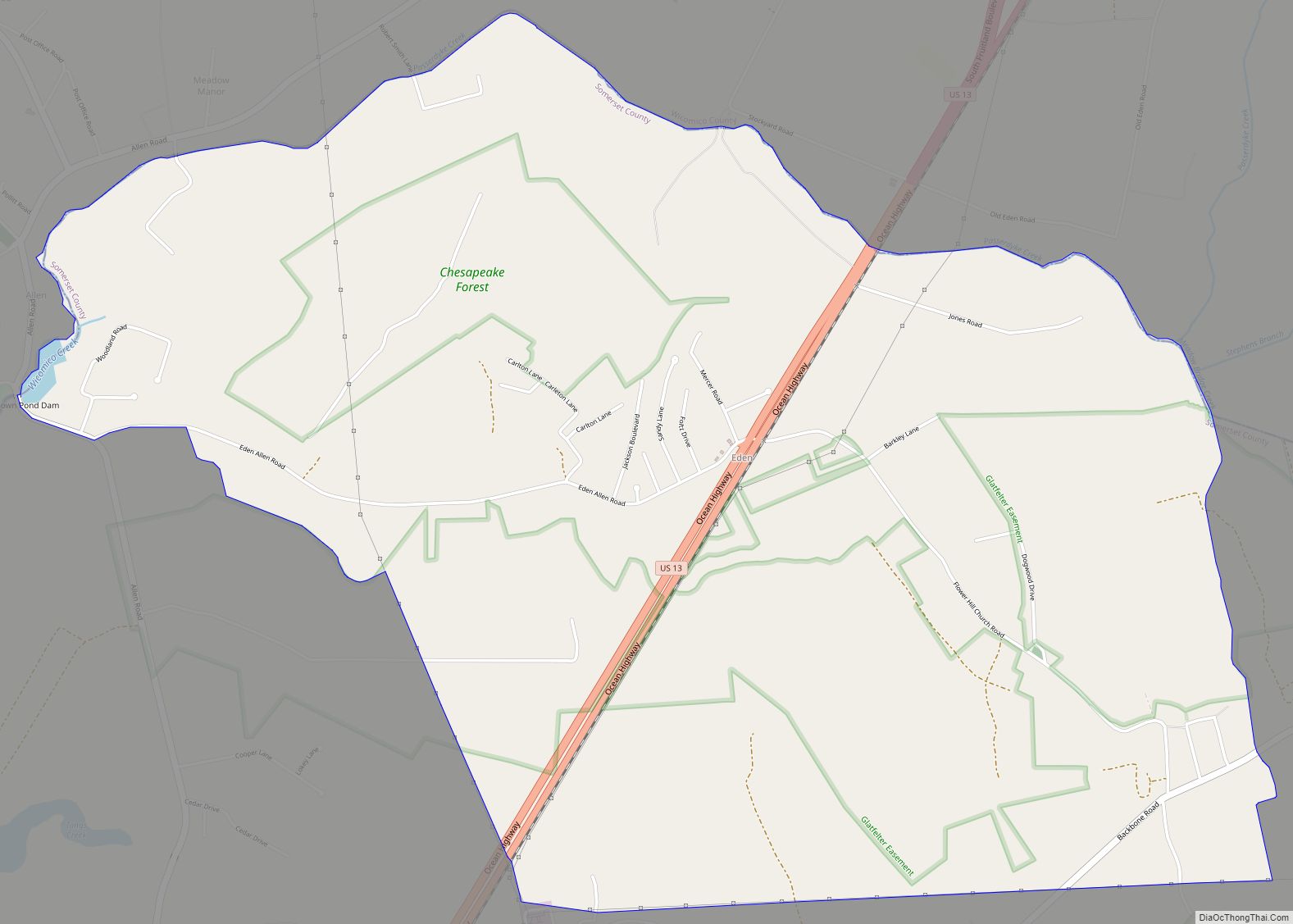 Map of Eden CDP, Maryland