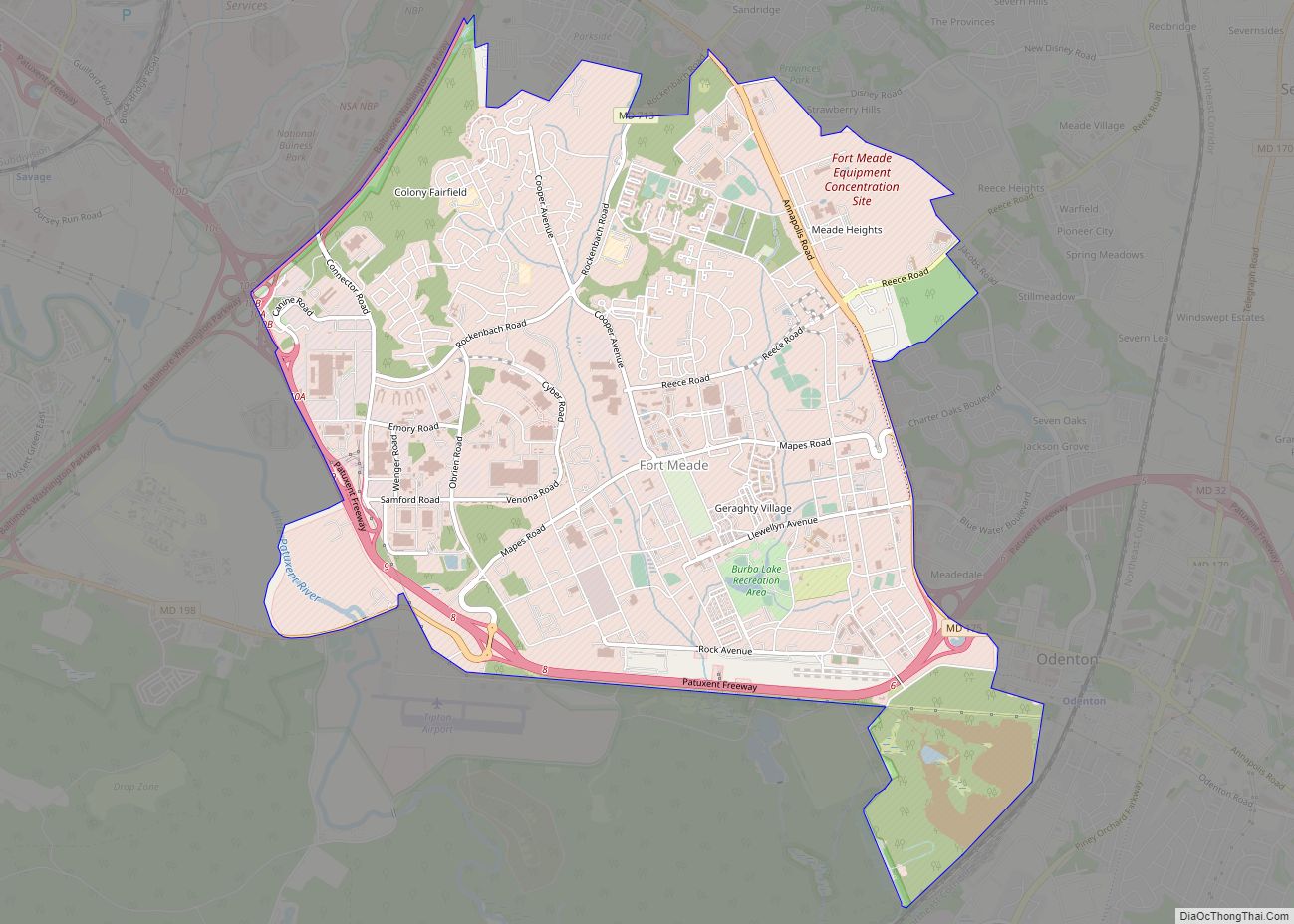 Map of Fort Meade CDP, Maryland