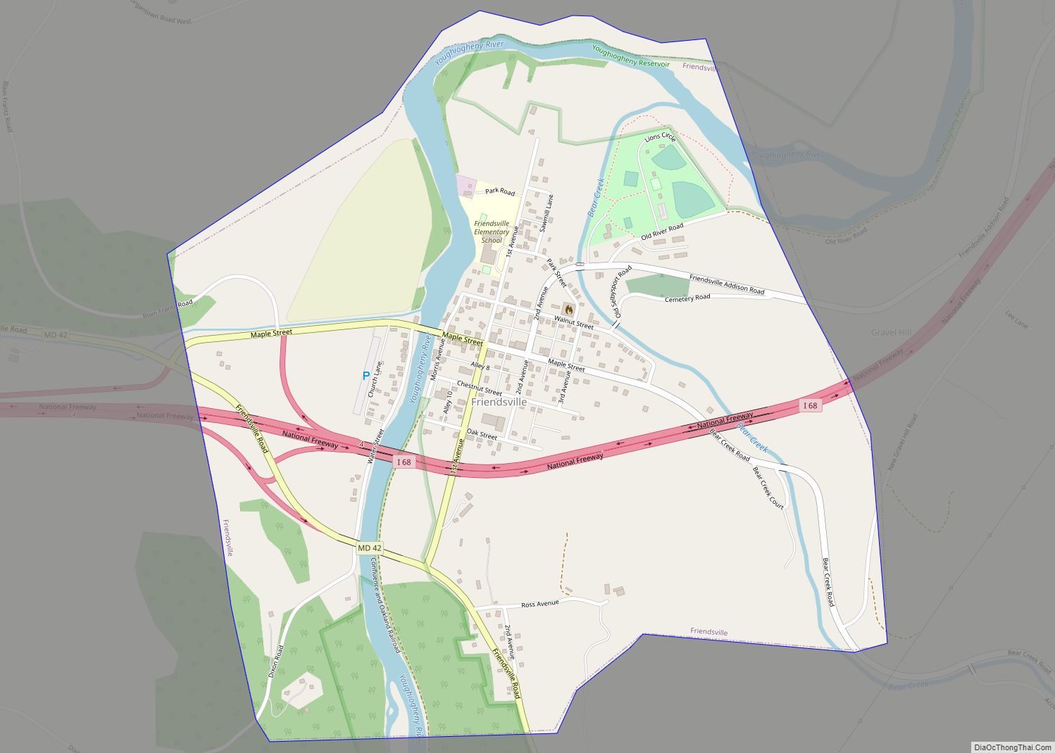 Map of Friendsville town