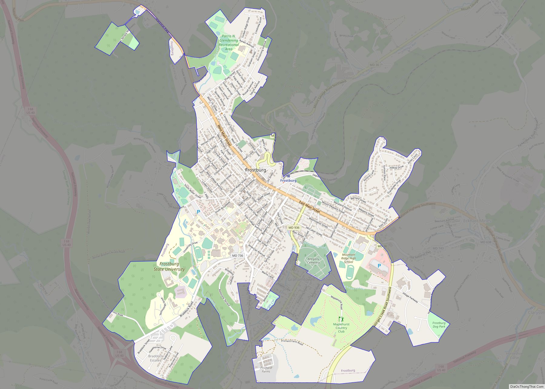 Map of Frostburg city