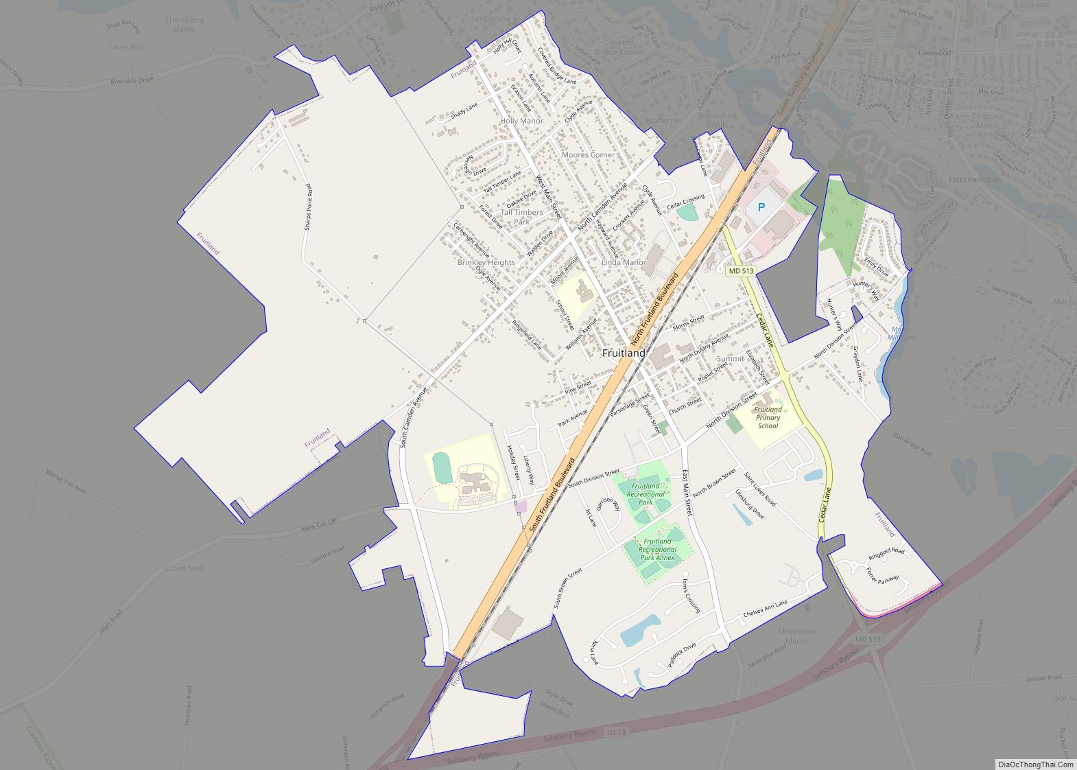 Map of Fruitland city, Maryland