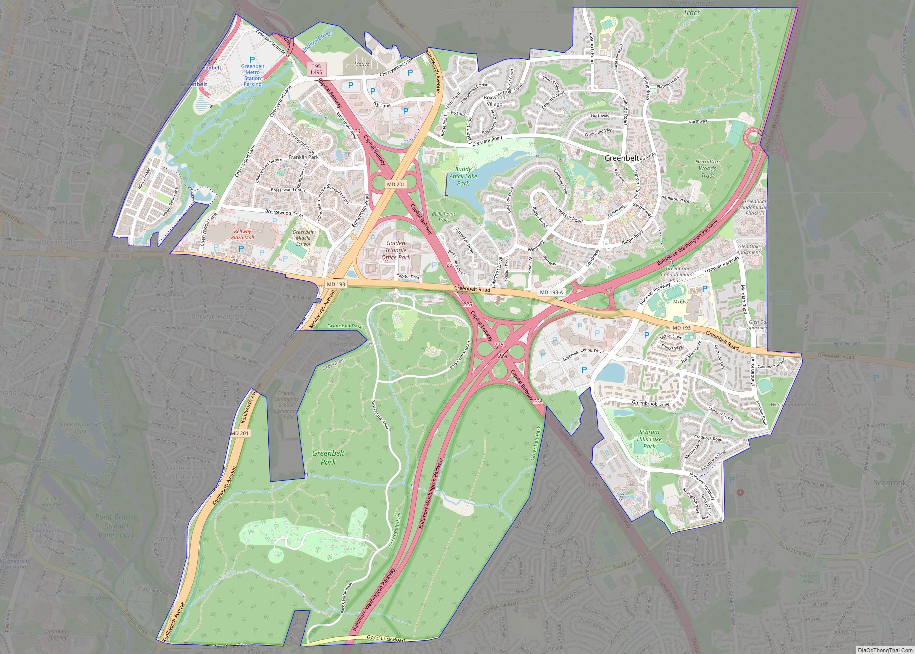 Map of Greenbelt city