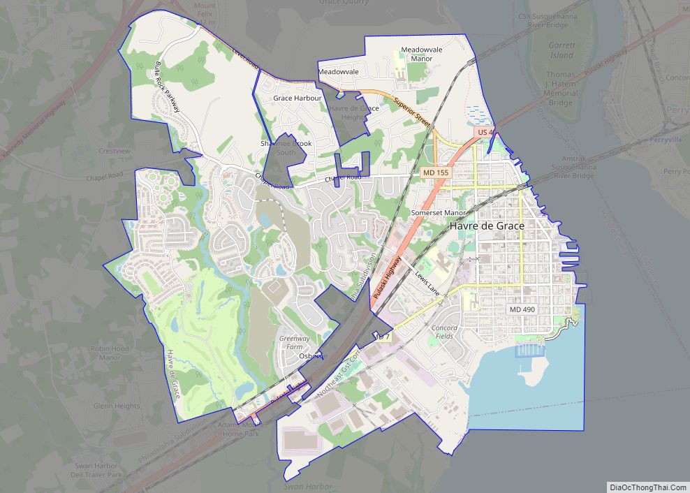 Map of Havre de Grace city
