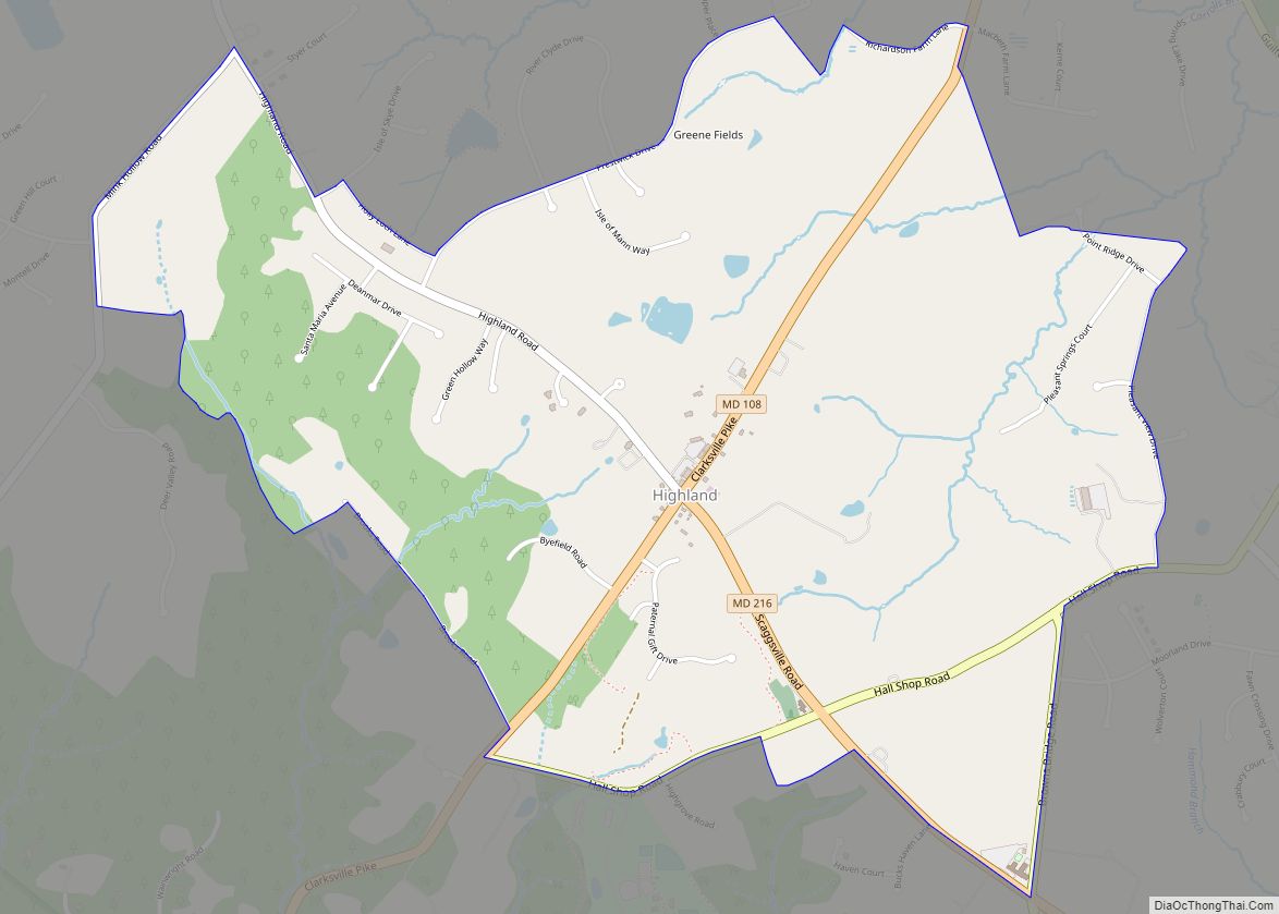 Map of Highland CDP, Maryland