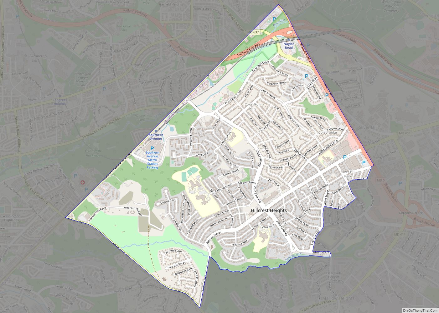 Map of Hillcrest Heights CDP, Maryland