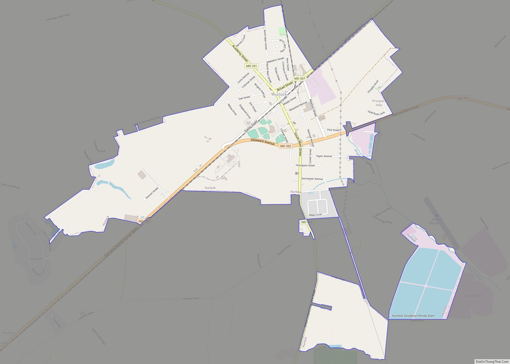 Map of Hurlock town