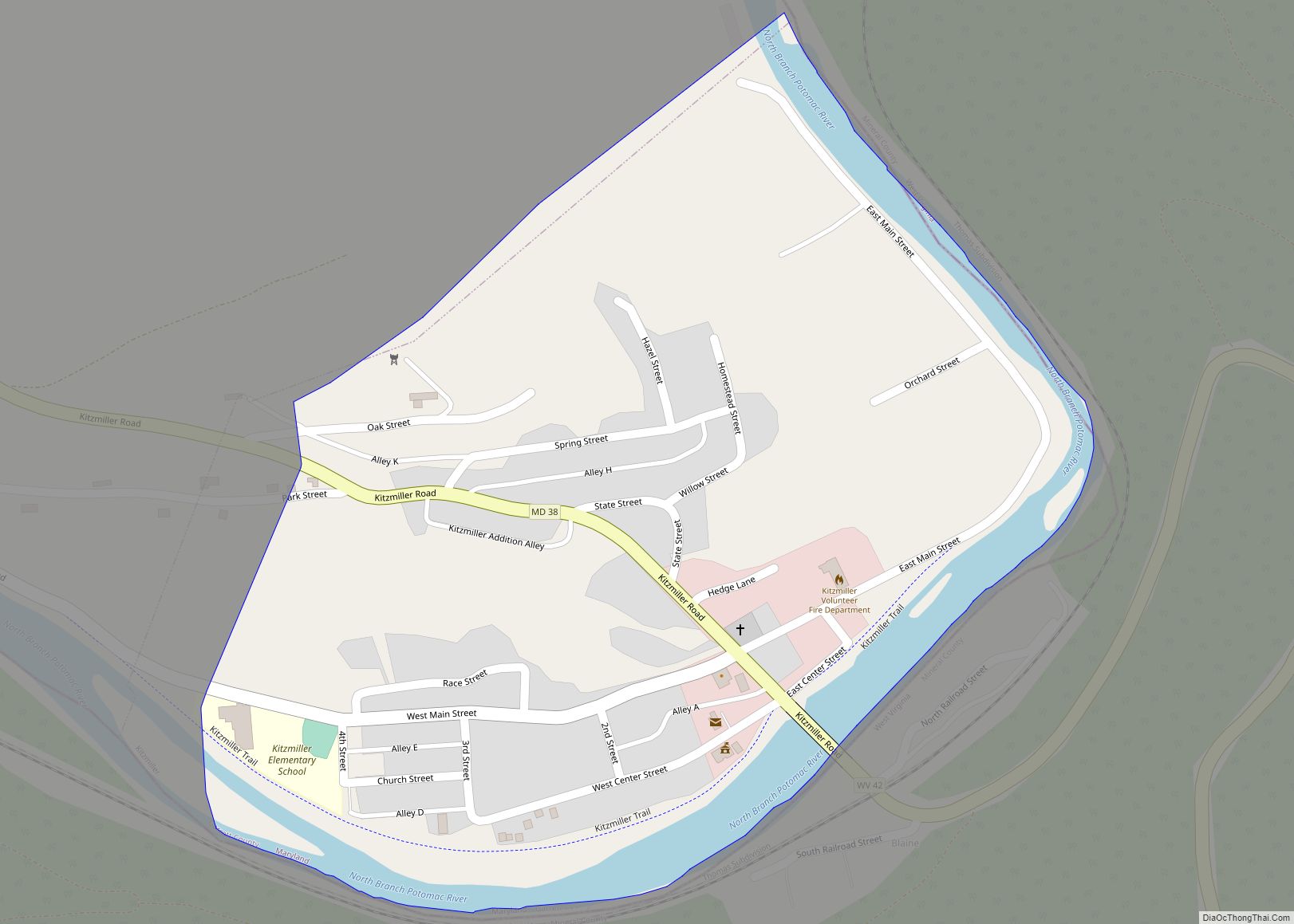 Map of Kitzmiller town