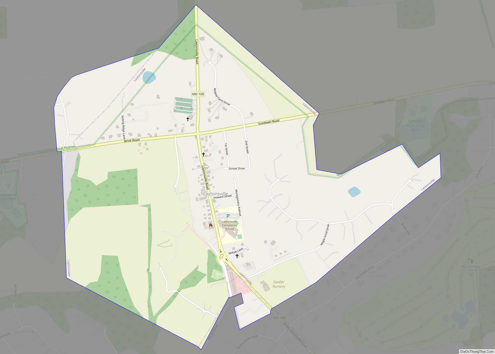 Map of Laytonsville town