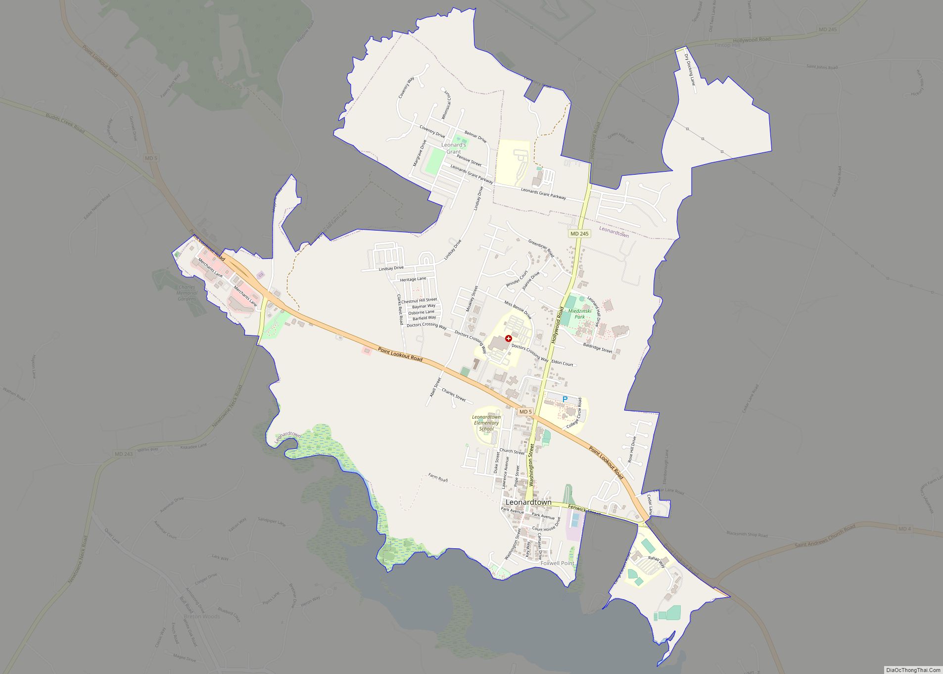 Map of Leonardtown town