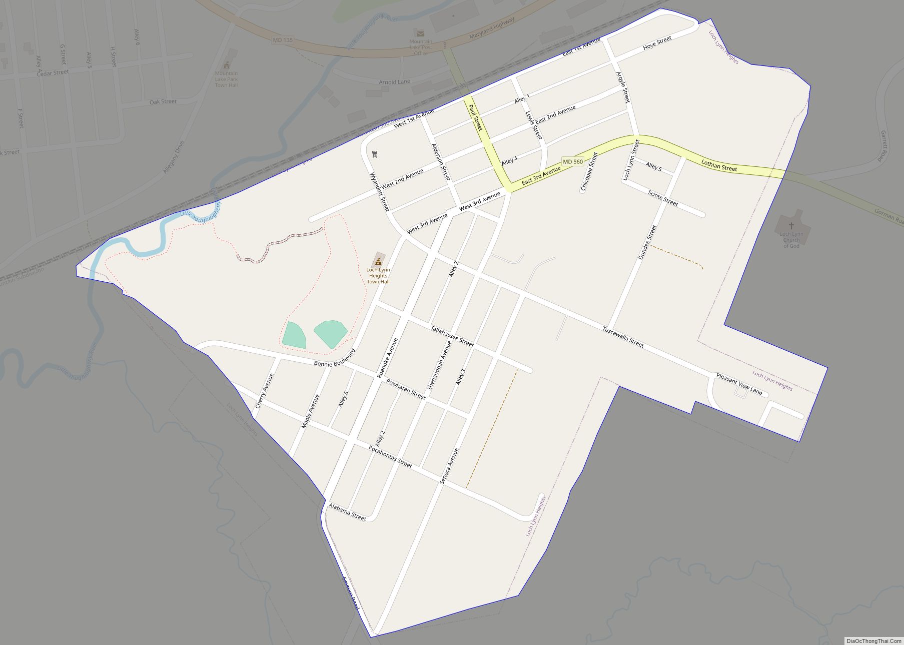 Map of Loch Lynn Heights town