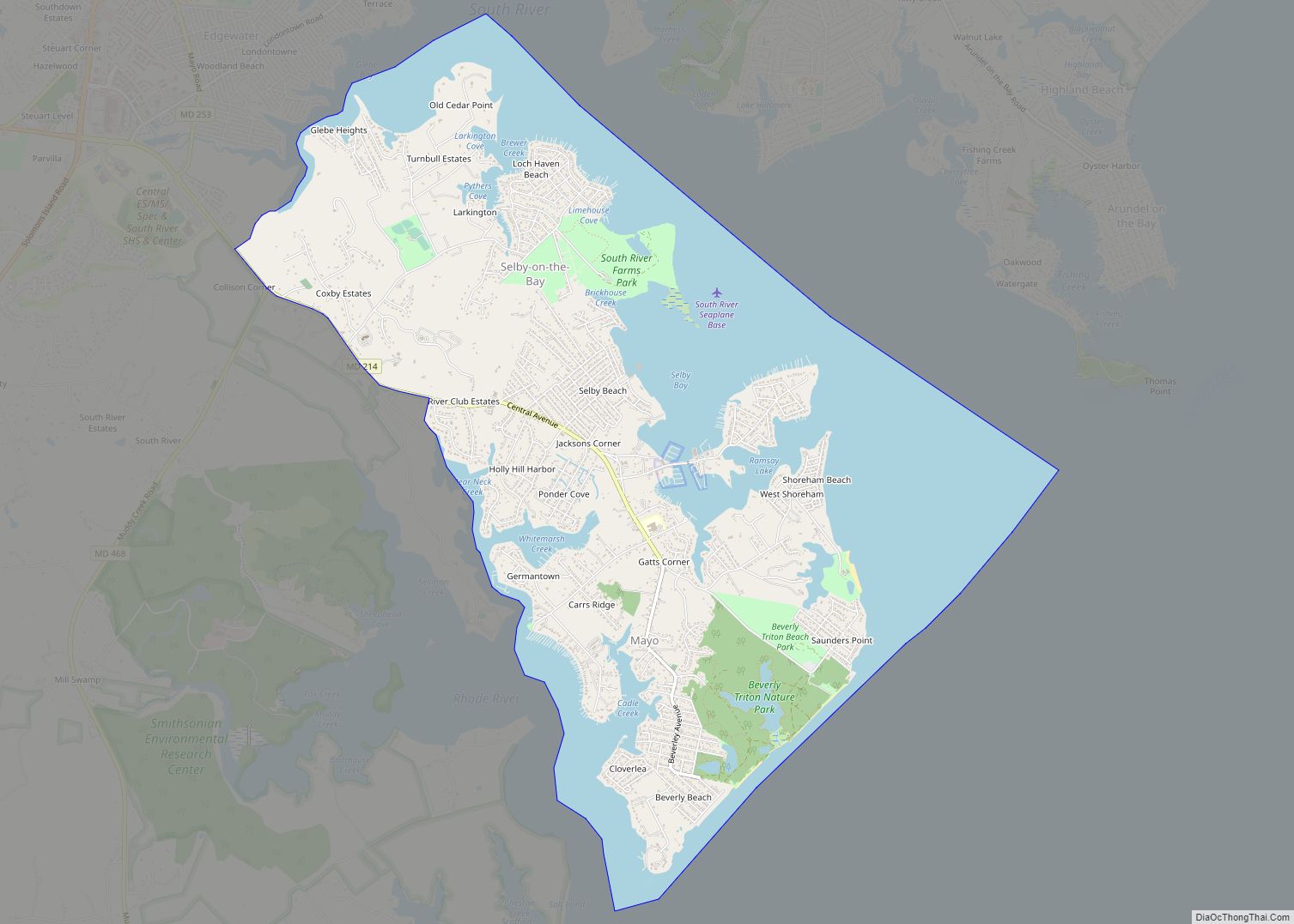 Map of Mayo CDP, Maryland