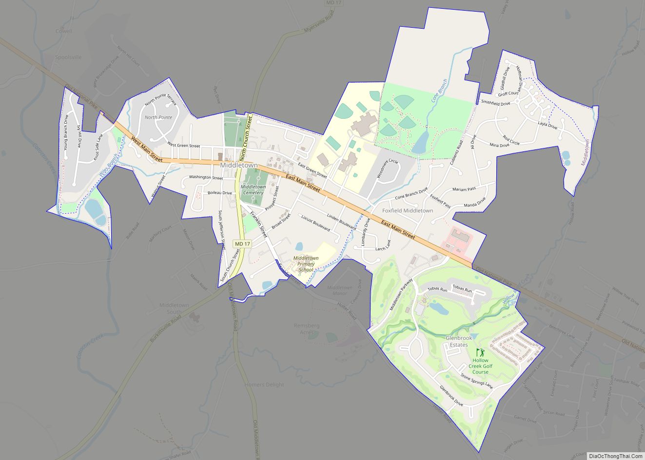 Map of Middletown town, Maryland