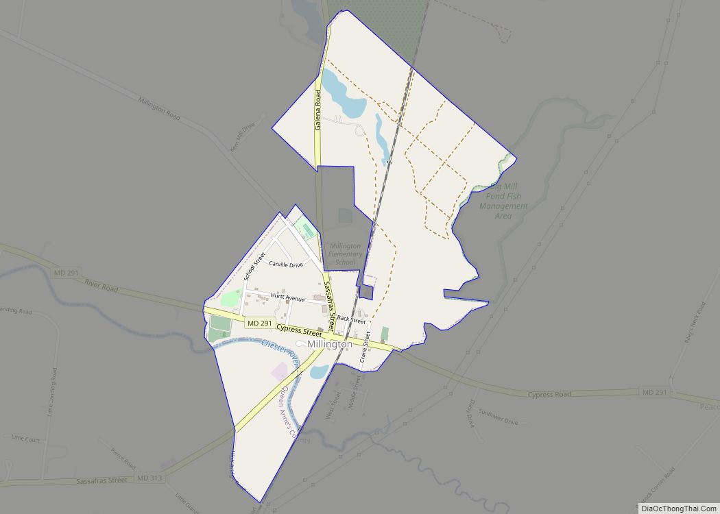 Map of Millington town, Maryland