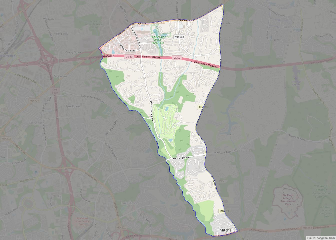Map of Mitchellville CDP, Maryland