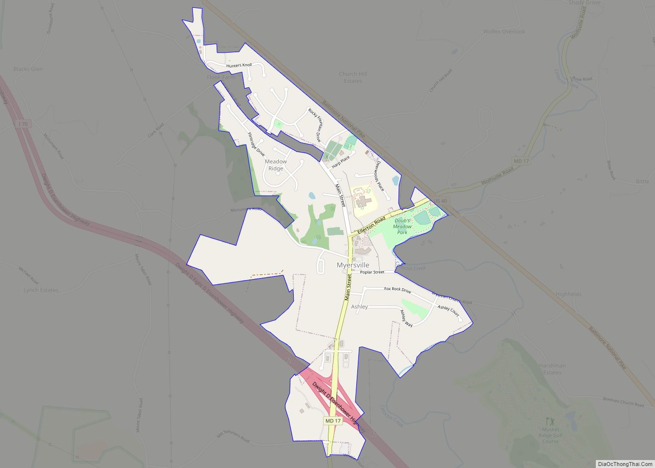 Map of Myersville town