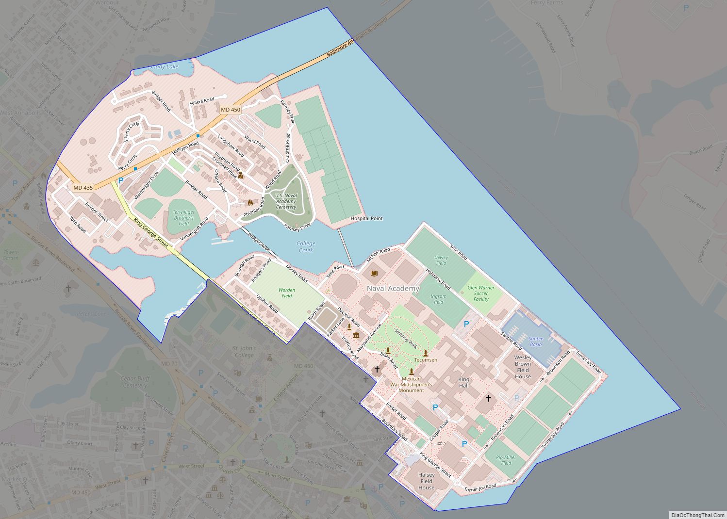 Map of Naval Academy CDP