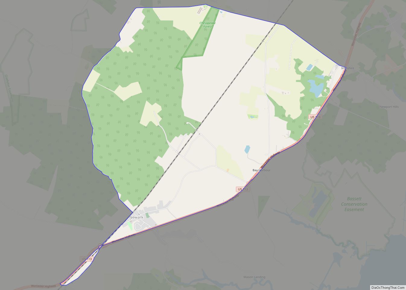Map of Newark CDP, Maryland