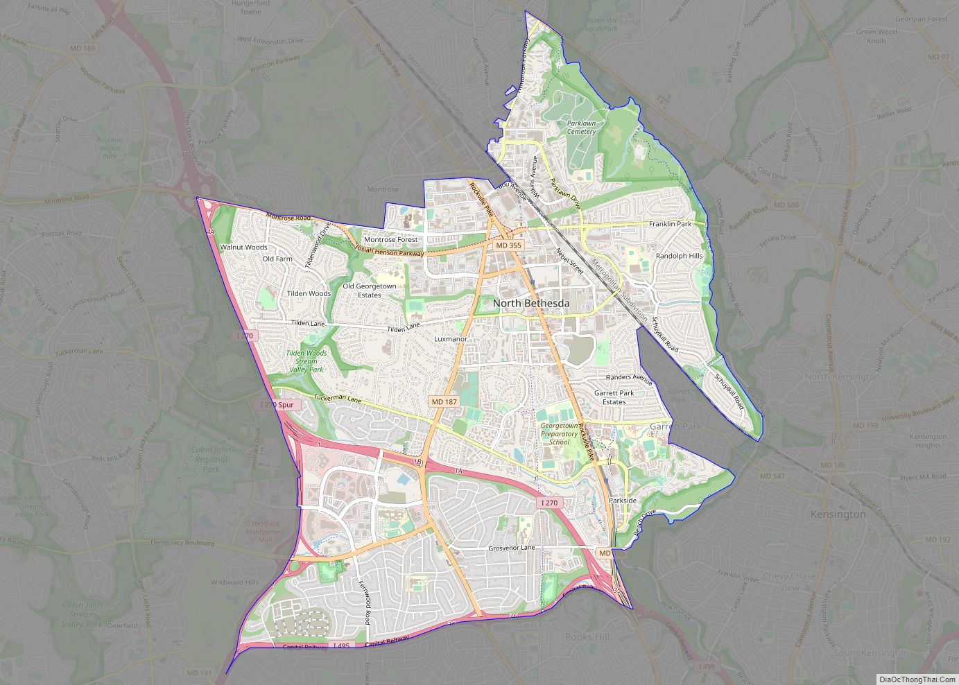 Map of North Bethesda CDP
