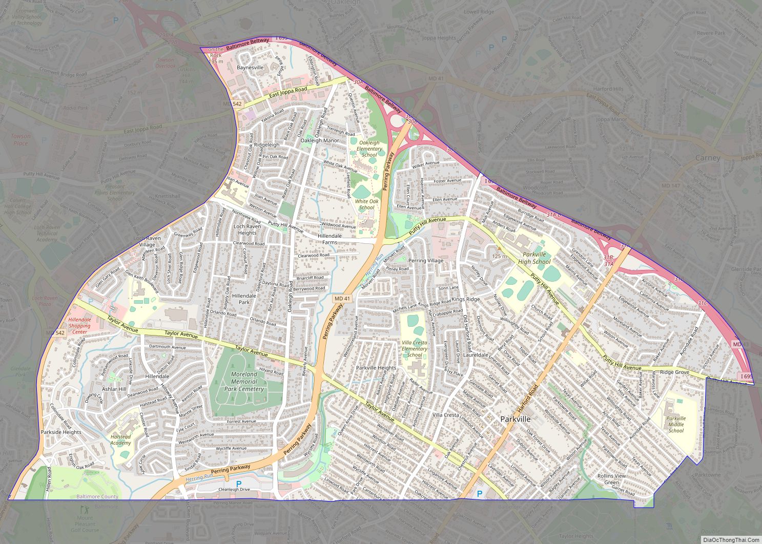 Map of Parkville CDP