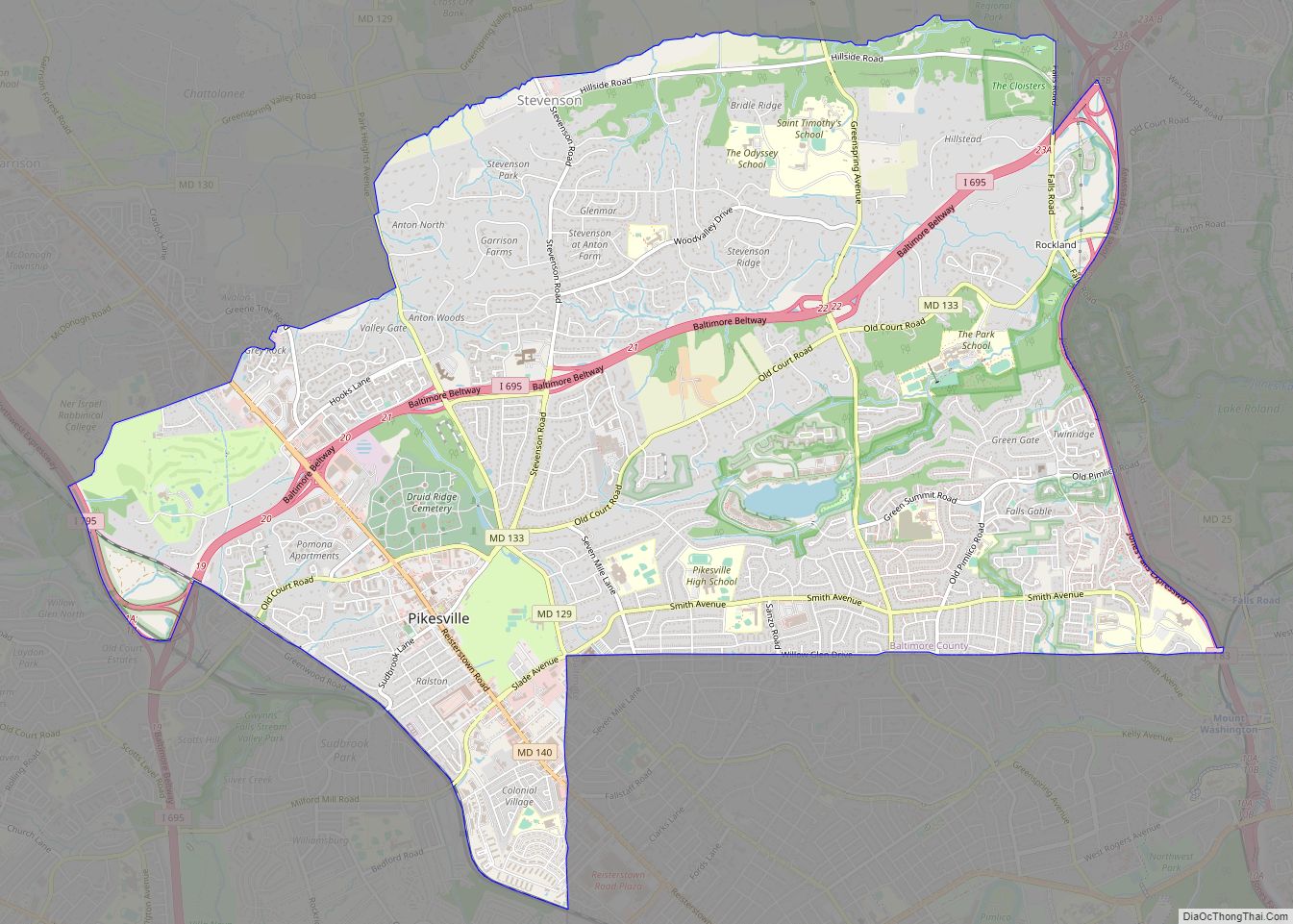 Map of Pikesville CDP