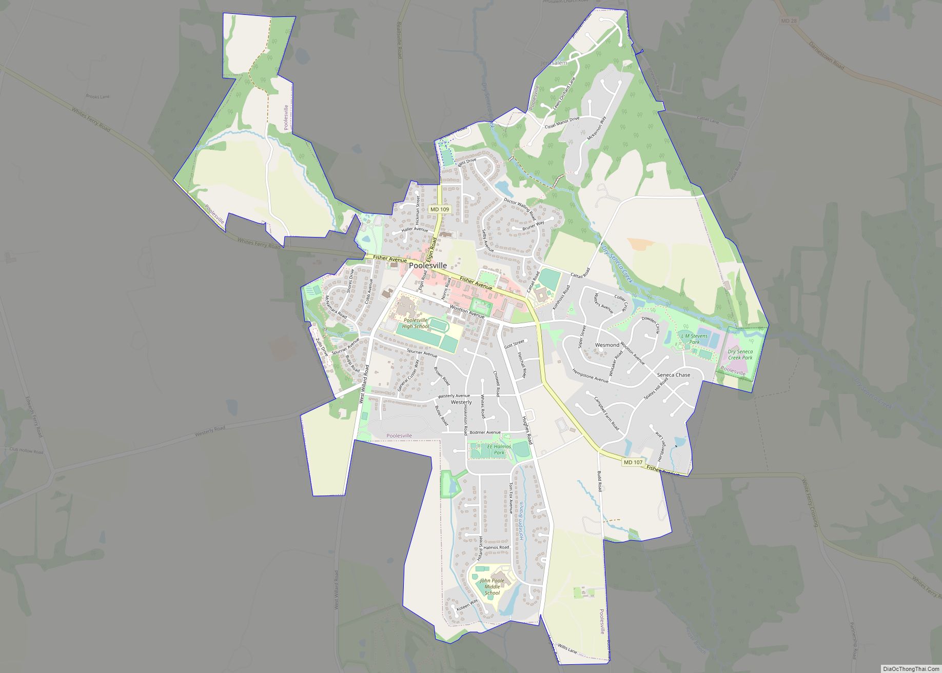 Map of Poolesville town