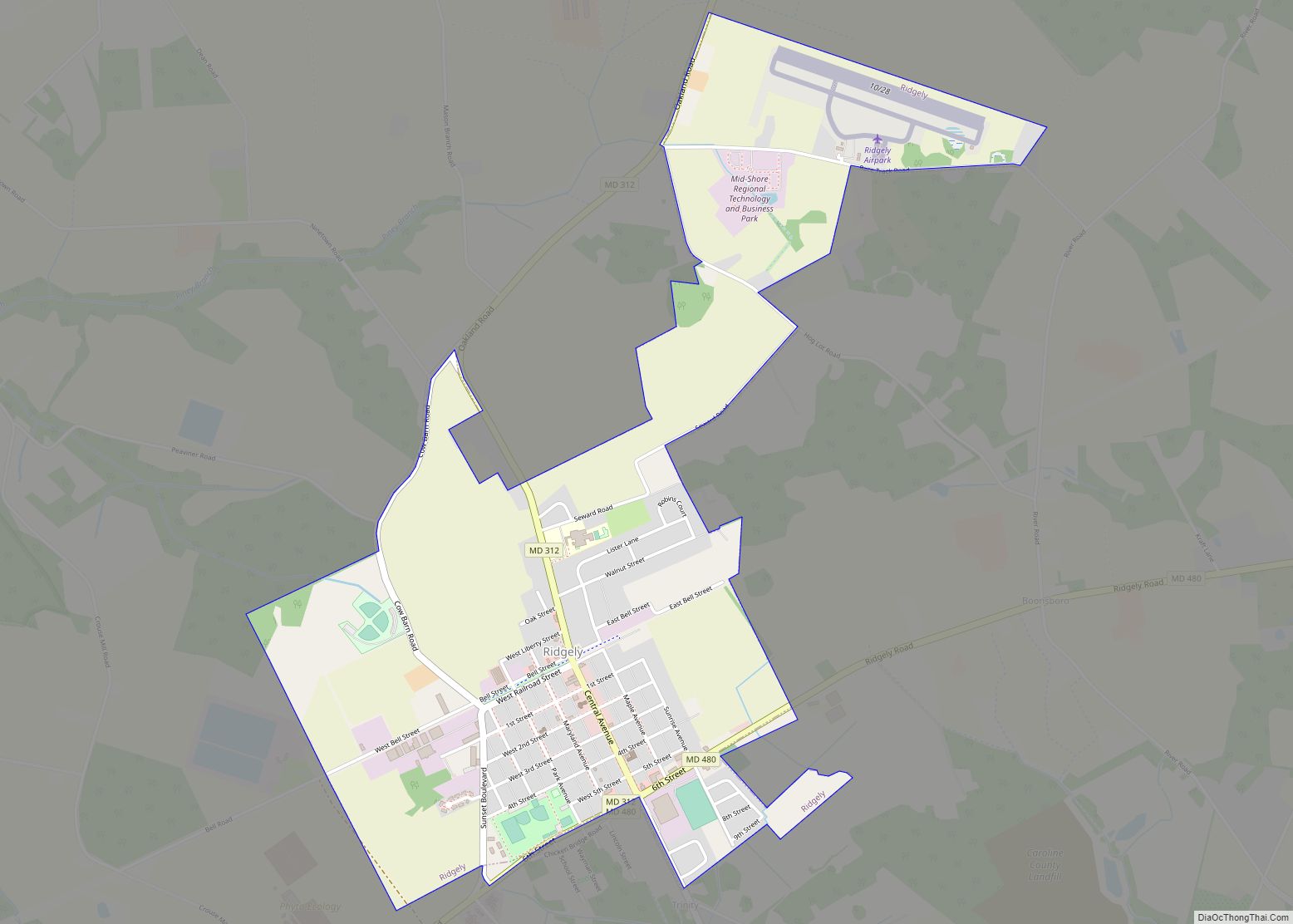 Map of Ridgely town