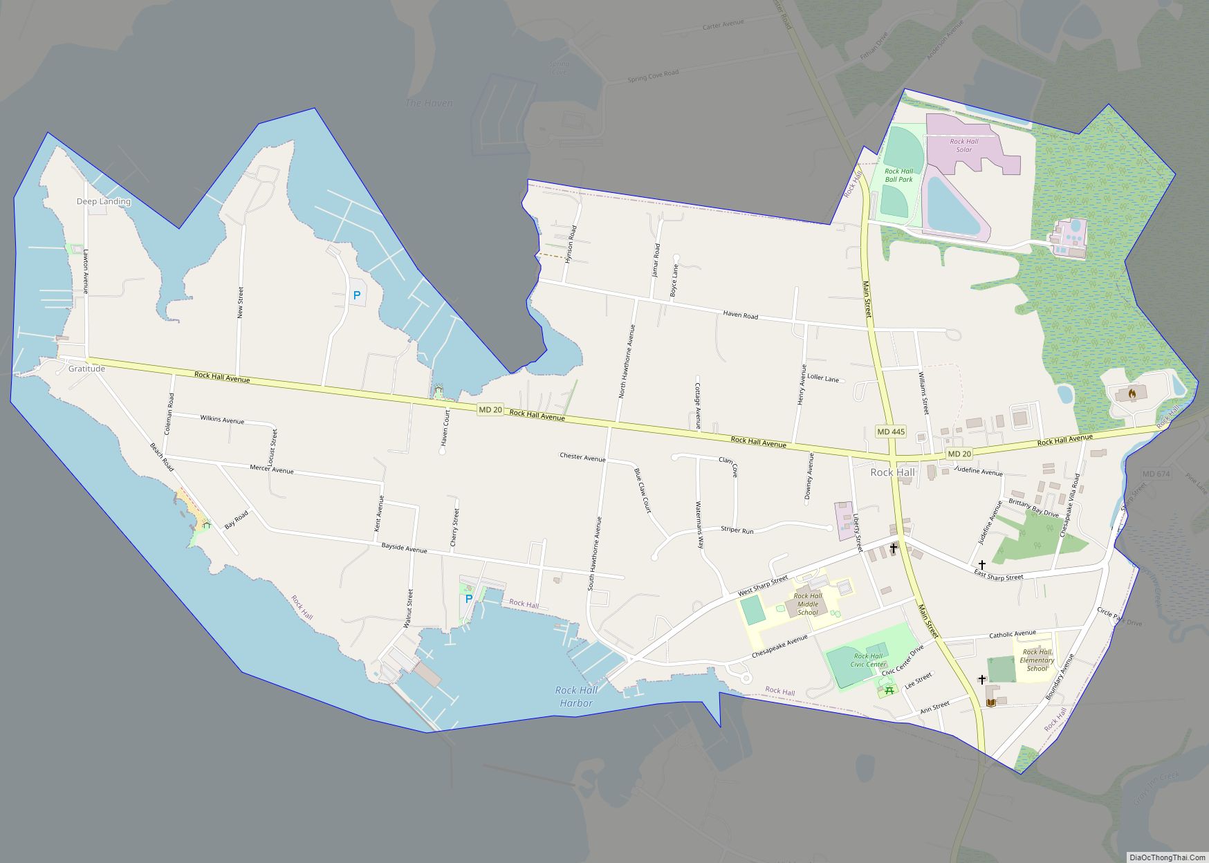 Map of Rock Hall town