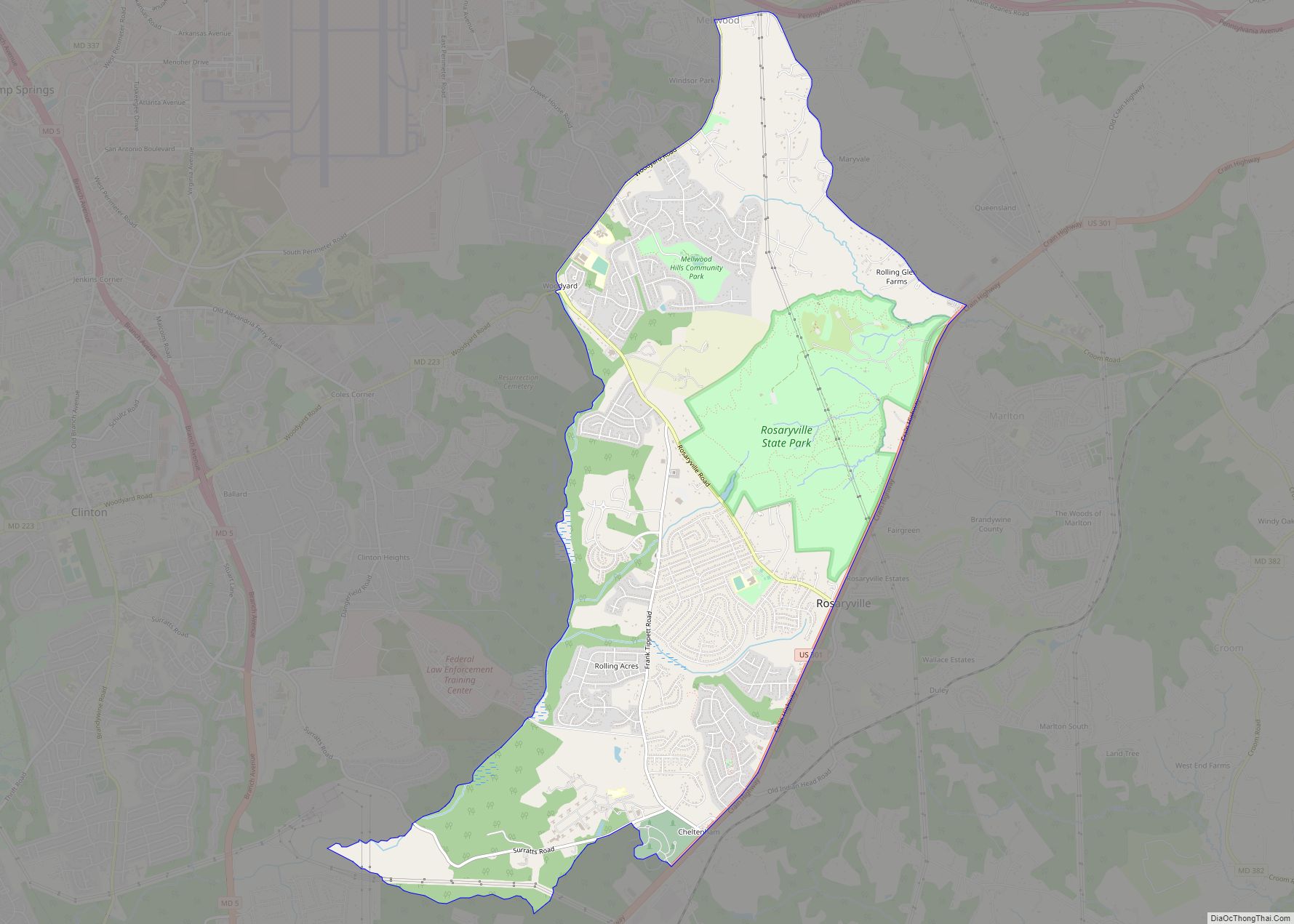 Map of Rosaryville CDP