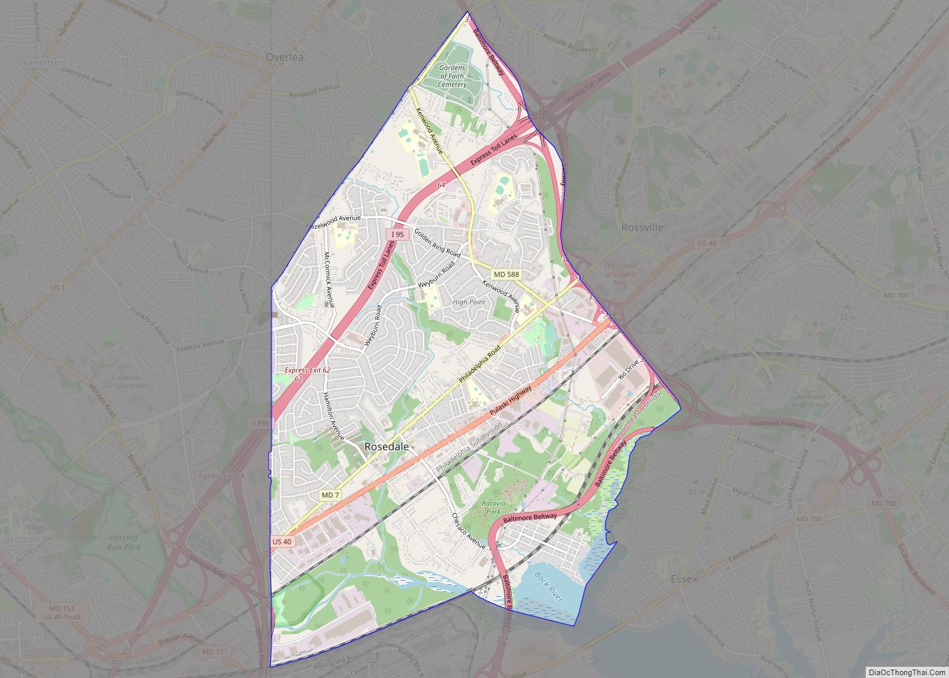 Map of Rosedale CDP, Maryland