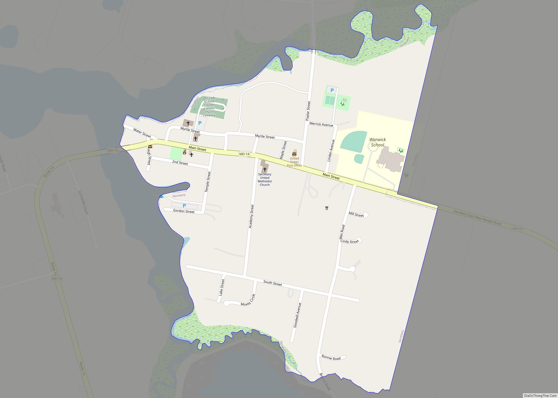 Map of Secretary town