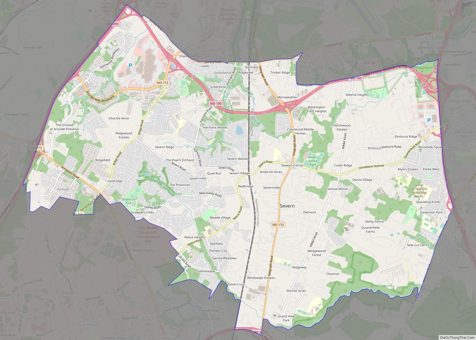 Map of Severn CDP