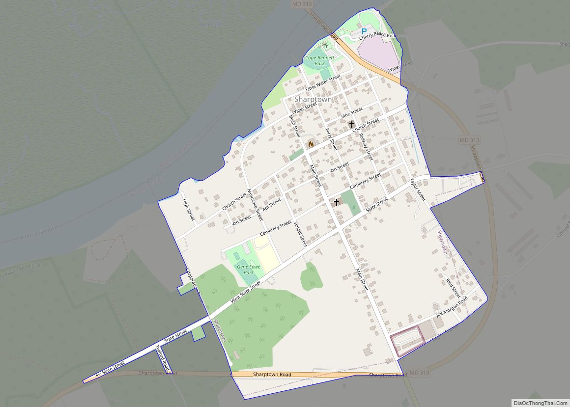 Map of Sharptown town