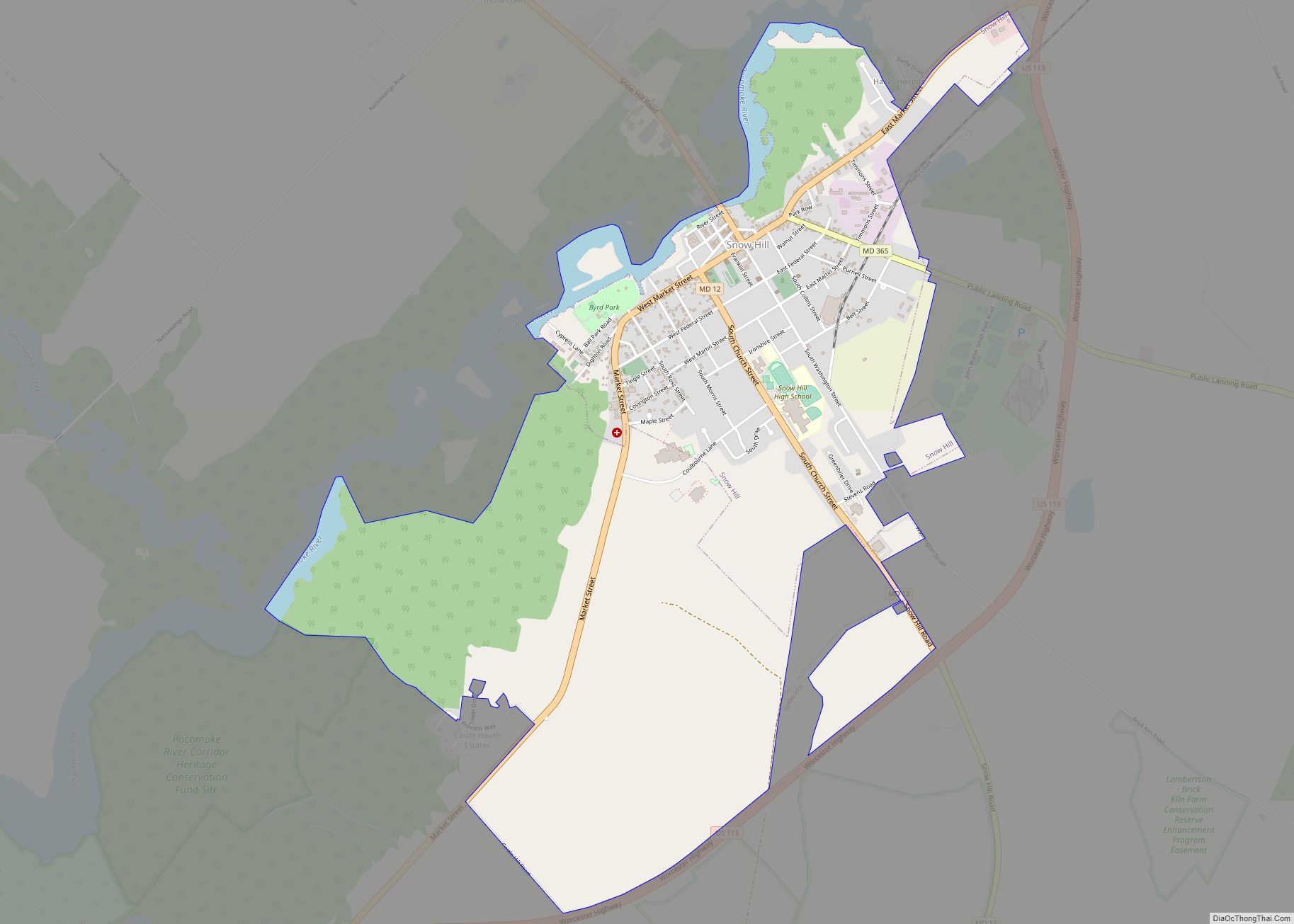 Map of Snow Hill town
