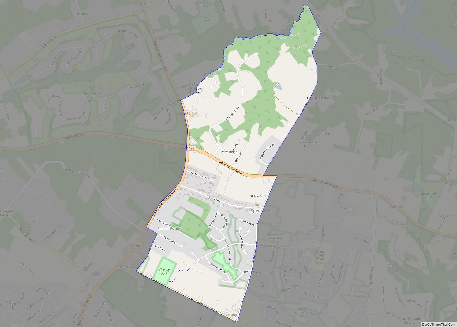 Map of Spencerville CDP