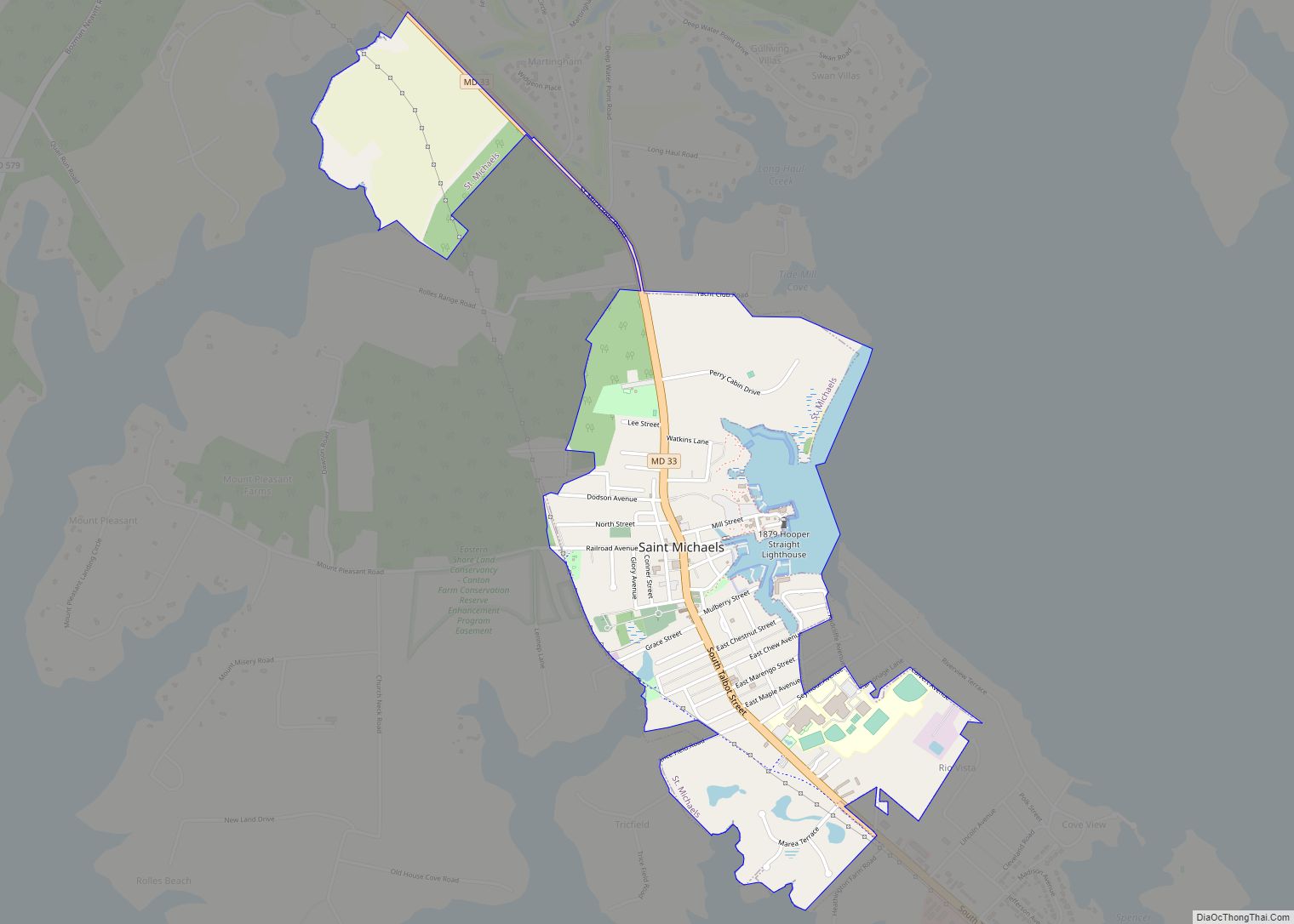Map of St. Michaels town, Maryland
