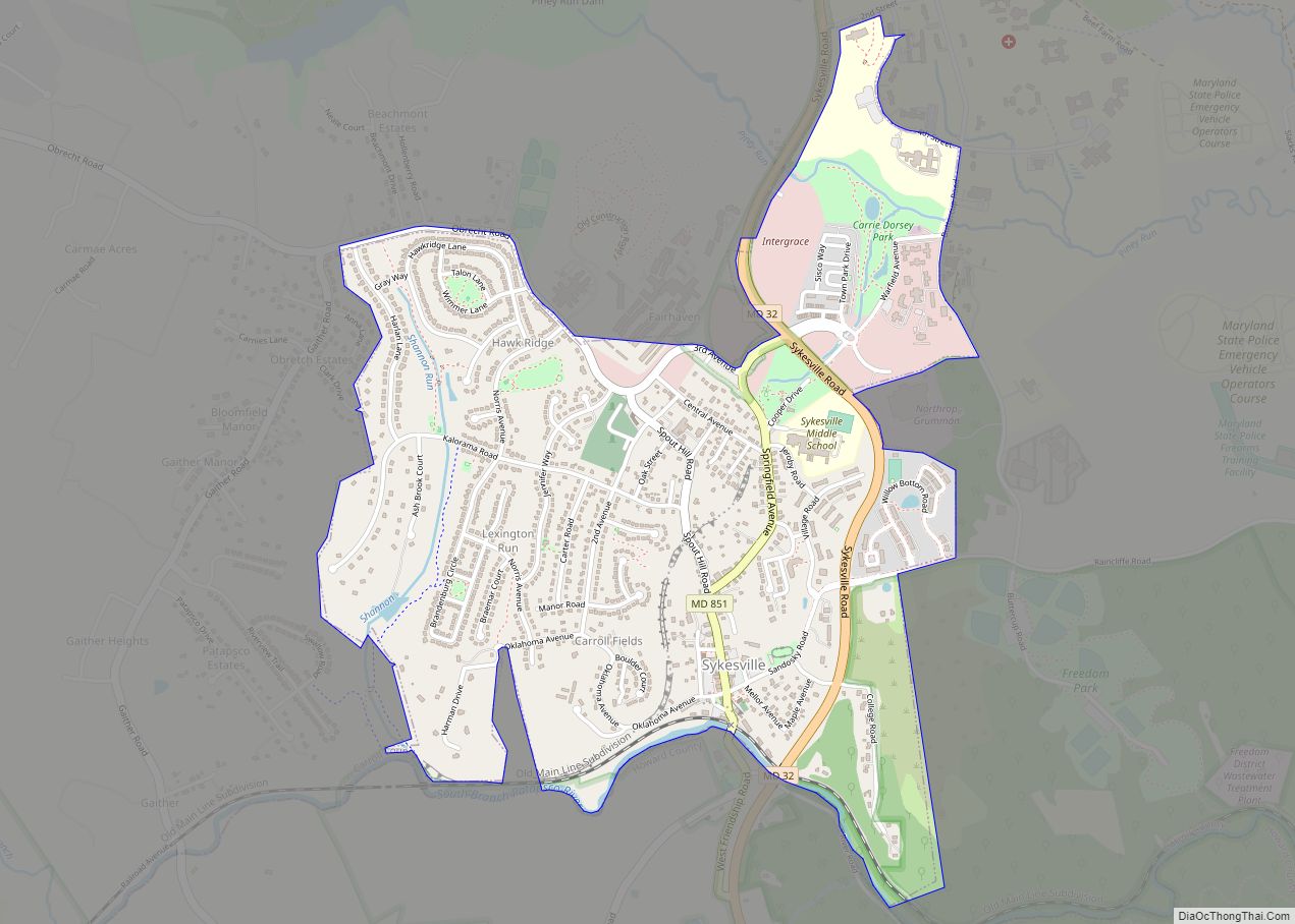 Map of Sykesville town